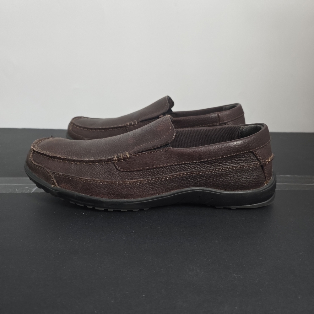 Lanesboro Men's 10.5M Brown Leather Slip-On Loafers Driving Shoes Moc Toe Casual